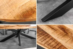 Massiver Industrial Esstisch GALAXIE 240cm natur Mangoholz oval Sterngestell