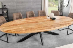 Massiver Industrial Esstisch GALAXIE 240cm natur Mangoholz oval Sterngestell