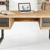 Massiver Industrial Schreibtisch FACTORY 135cm Akazie weiß gekälkt
