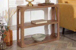 Massiver Konsolentisch ELEMENTS 90cm braun honey finish Mangoholz Regal