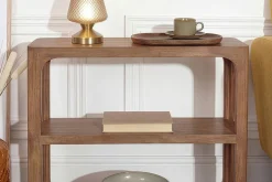 Massiver Konsolentisch ELEMENTS 90cm braun honey finish Mangoholz Regal