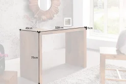 Massiver Konsolentisch MAKASSAR 100cm braun Sheesham stone finish Schreibtisch