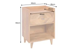 Massiver Nachttisch INFINITY 60cm natur Mangoholz mit Fach und Schublade