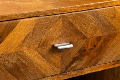 Massiver Nachttisch INFINITY 60cm natur Mangoholz mit Fach und Schublade