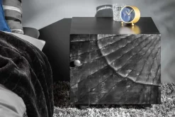 Massiver Nachttisch SCORPION 50cm schwarz Mangoholz Beistelltisch mit 3D Schnitzereien
