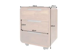 Massiver Rollcontainer CUBUS 60cm braun Sheeshamholz stone finish drei Schubladen