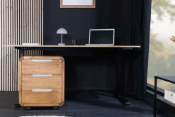 Massiver Rollcontainer CUBUS 60cm braun Akazienholz honey finish drei Schubladen