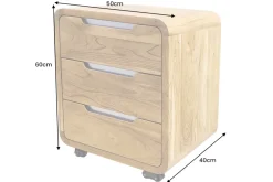 Massiver Rollcontainer CUBUS 60cm braun Akazienholz honey finish drei Schubladen