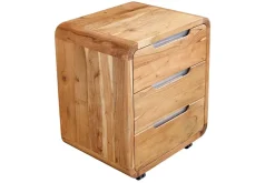 Massiver Rollcontainer CUBUS 60cm braun Akazienholz honey finish drei Schubladen