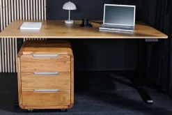 Massiver Rollcontainer CUBUS 60cm braun Akazienholz honey finish drei Schubladen