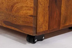Massiver Rollcontainer MAKASSAR 60cm braun stone finish Sheesham mit Schubladen