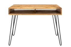 Massiver Schreibtisch SCORPION 100cm natur Mangoholz Hairpin Legs
