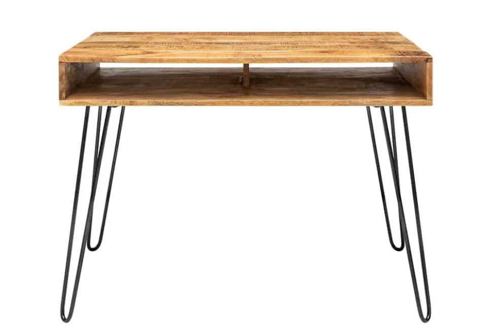 Massiver Schreibtisch SCORPION 100cm natur Mangoholz Hairpin Legs
