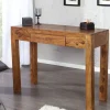 Massiver Sekretär MAKASSAR 100cm braun Sheesham stone finish Schreibtisch Konsolentisch