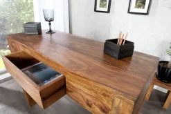 Massiver Sekretär MAKASSAR 100cm braun Sheesham stone finish Schreibtisch Konsolentisch