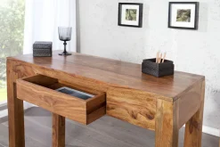 Massiver Sekretär MAKASSAR 100cm braun Sheesham stone finish Schreibtisch Konsolentisch