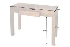 Massiver Sekretär MAKASSAR 100cm braun Sheesham stone finish Schreibtisch Konsolentisch