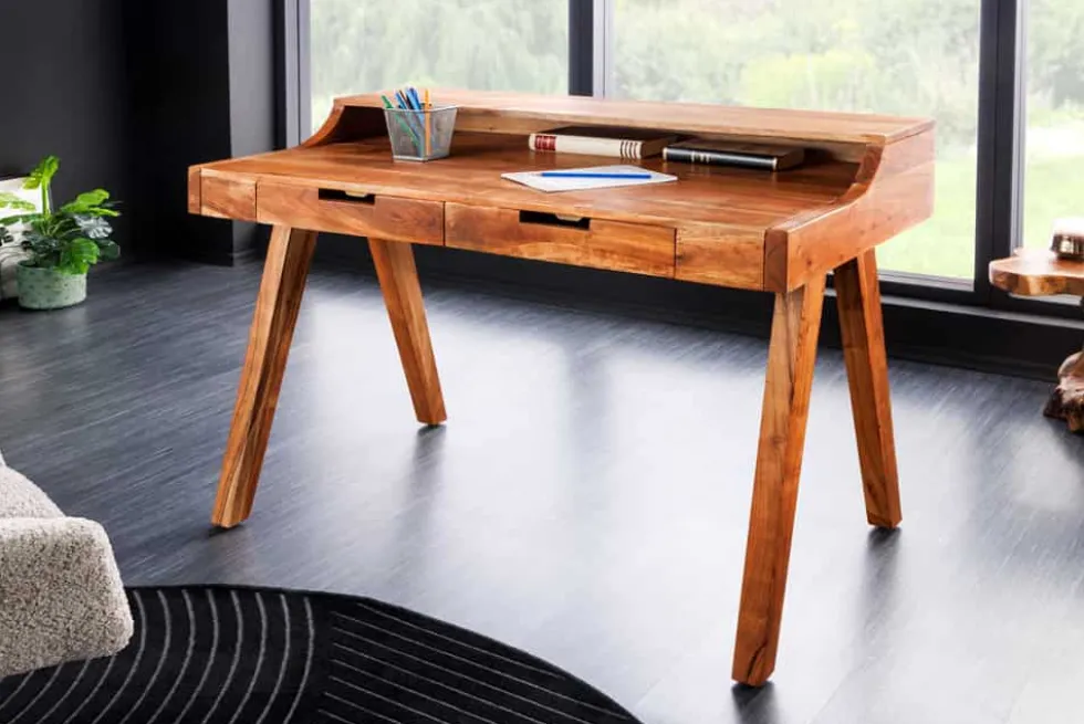 Massiver Sekretär MONSOON 100cm natur Akazienholz Schreibtisch