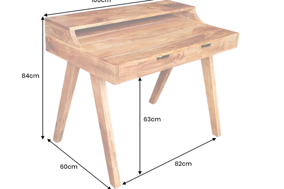 Massiver Sekretär MONSOON 100cm natur Akazienholz Schreibtisch