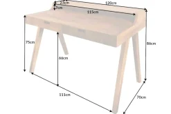 Massiver Sekretär MONSOON 120cm Mangoholz Schreibtisch