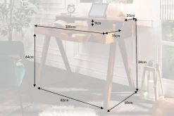 Massiver Sekretär MONSOON 100cm Akazie Schreibtisch Markant Finish