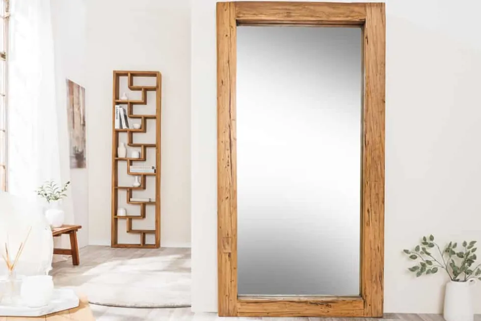 Massiver Spiegel JAVA 180cm natur recyceltes Teakholz hängend oder stehend