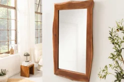 Massiver Spiegel MAMMUT 160cm braun Akazienholz Baumkante Wandspiegel