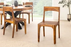 Massiver Stuhl ORGANIC braun Sheeshamholz stone finish handmade