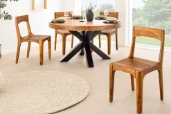 Massiver Stuhl ORGANIC braun Sheeshamholz stone finish handmade