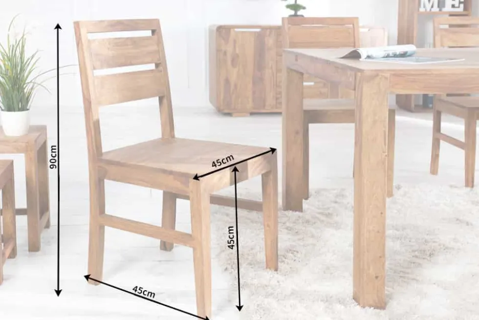 Massiver Stuhl PURE braun Sheesham Massivholz stone finish einzigartige Maserung