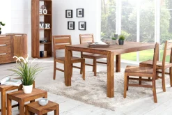 Massiver Stuhl PURE braun Sheesham Massivholz stone finish einzigartige Maserung