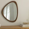 Massiver Wandspiegel ORGANIC 65cm braun Walnussholz-Design