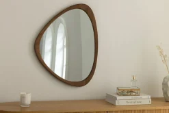 Massiver Wandspiegel ORGANIC 65cm braun Walnussholz-Design
