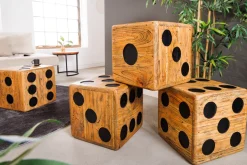 Massiver Würfelhocker CUBE 40cm natur Mindiholz Beistelltisch stapelbar