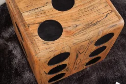 Massiver Würfelhocker CUBE 40cm natur Mindiholz Beistelltisch stapelbar