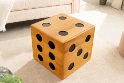 Massiver Würfel-Hocker CUBE 40cm natur Mangoholz Beistelltisch stapelbar