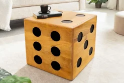 Massiver Würfel-Hocker CUBE 40cm natur Mangoholz Beistelltisch stapelbar
