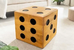 Massiver Würfel-Hocker CUBE 40cm natur Mangoholz Beistelltisch stapelbar