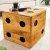 Massiver Würfel-Hocker CUBE 40cm natur Mangoholz Beistelltisch stapelbar mit Fach