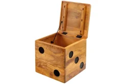 Massiver Würfel-Hocker CUBE 40cm natur Mangoholz Beistelltisch stapelbar mit Fach