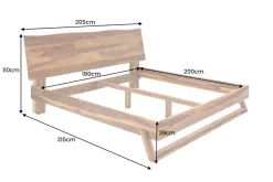 Massives Baumstamm Bett AMAZONAS 180x200cm braun Sheeshamholz stone finish