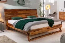 Massives Baumstamm Bett AMAZONAS 180x200cm braun Sheeshamholz stone finish