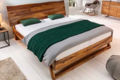 Massives Baumstamm Bett AMAZONAS 180x200cm braun Sheeshamholz stone finish
