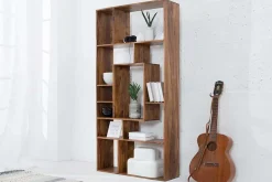 Massives Bücherregal CUBUS 180cm braun Sheesham stone finish einzigartige Maserung