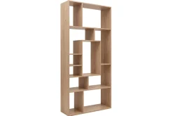 Massives Bücherregal CUBUS 180cm natur Mangoholz cream finish elf Fächer