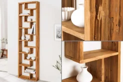 Massives Bücherregal JAVA 200cm natur recyceltes Teakholz Standregal Raumtrenner