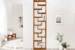 Massives Bücherregal JAVA 200cm natur recyceltes Teakholz Standregal Raumtrenner