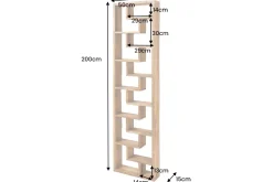 Massives Bücherregal JAVA 200cm natur recyceltes Teakholz Standregal Raumtrenner
