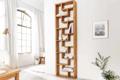Massives Bücherregal JAVA 200cm natur recyceltes Teakholz Standregal Raumtrenner