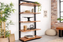 Massives Bücherregal MAMMUT 180cm Akazie schwarz fünf Regalböden